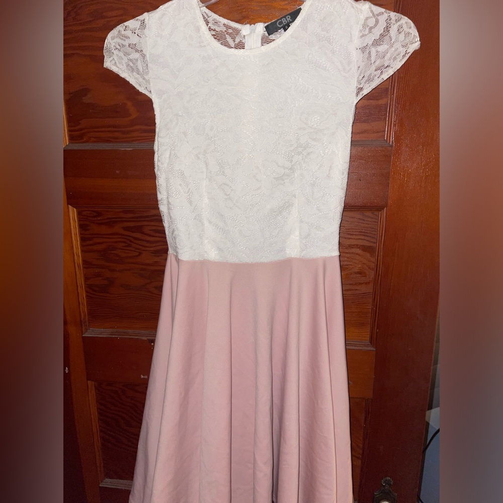 CBR Clothing White and Pink Dress Size Small